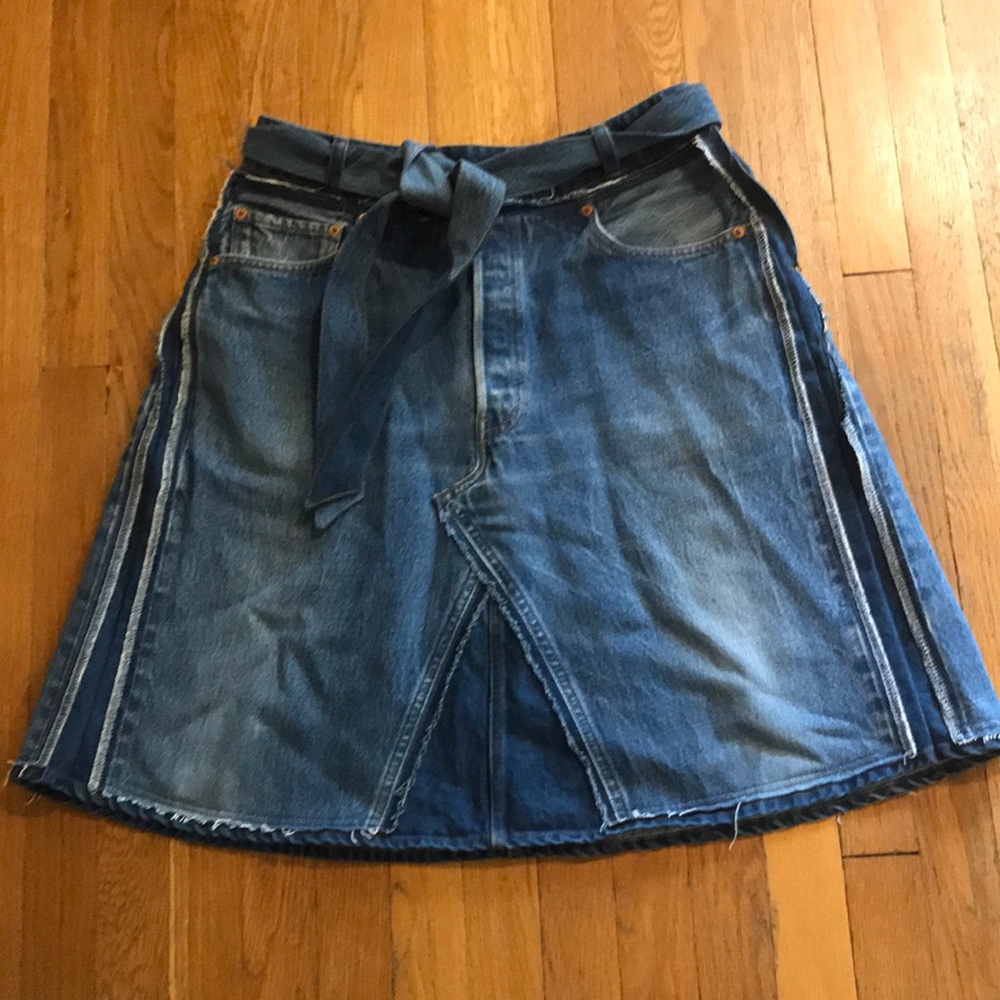 Anthro patchwork Denim Skirt